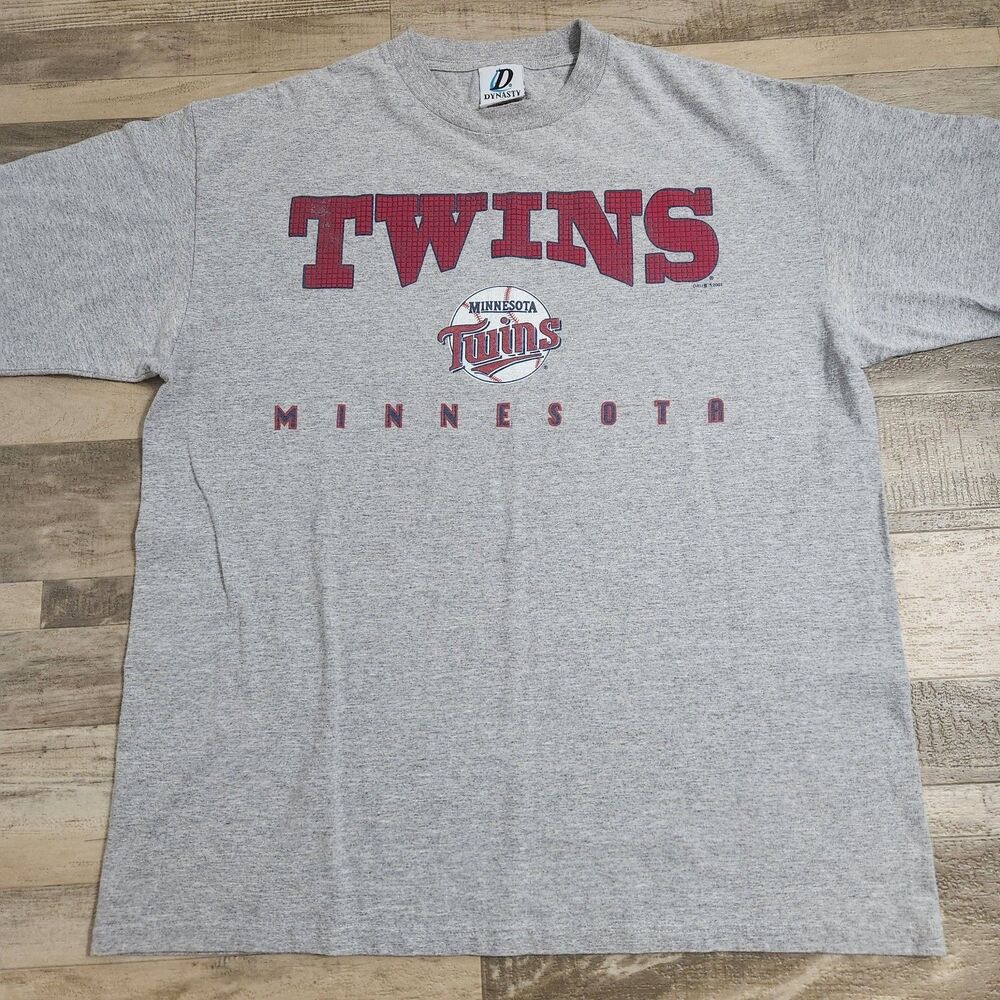 Minnesota Twins MLB T Shirt XL Gray Dynasty Graphic Baseball Mexico Vintage 90s